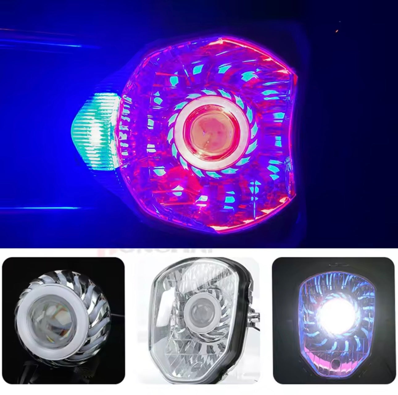 LED Angel Eye Koplamp – Dubbele Projector Verlichting voor Scooter & Motor