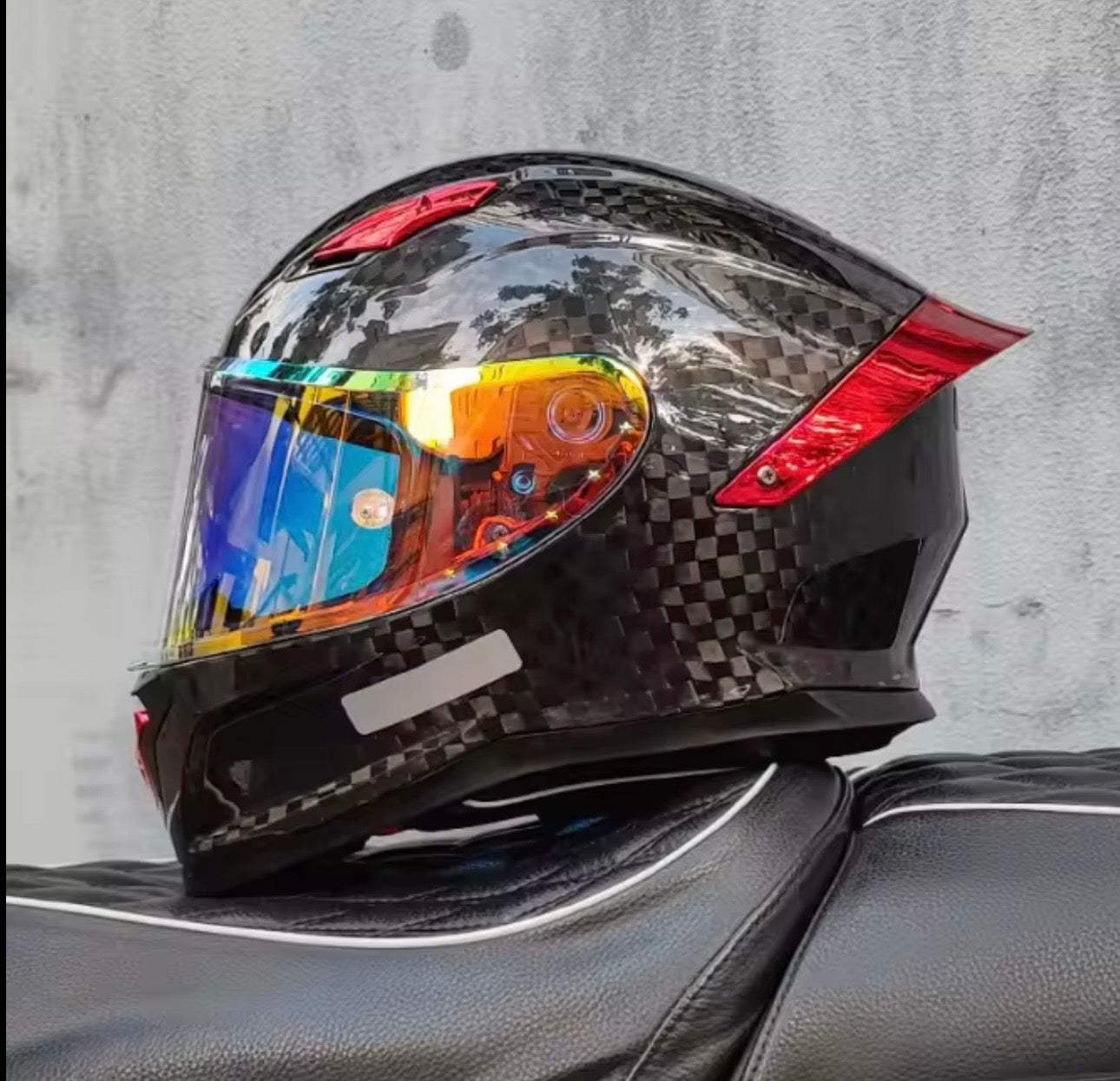 🏍️ Premium Full-Face Motorhelm – Carbon Look & High Performance