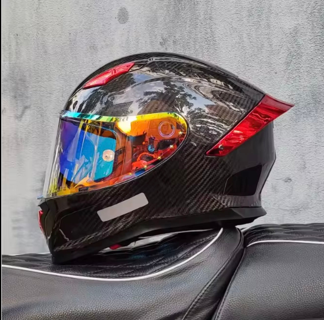 🏍️ Premium Full-Face Motorhelm – Carbon Look & High Performance