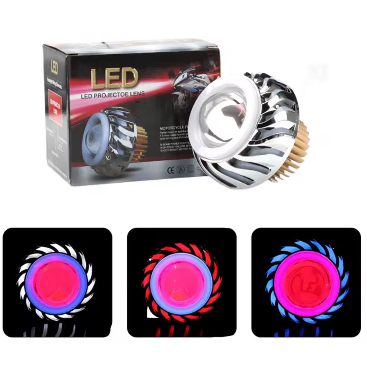LED Angel Eye Koplamp – Dubbele Projector Verlichting voor Scooter & Motor