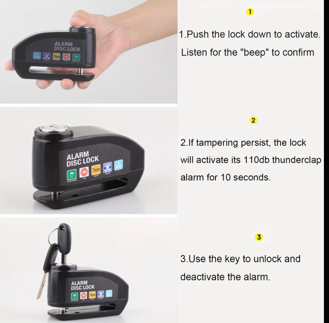 Motor Schijfremslot met Alarm – 110dB Anti-Diefstal Beveiliging